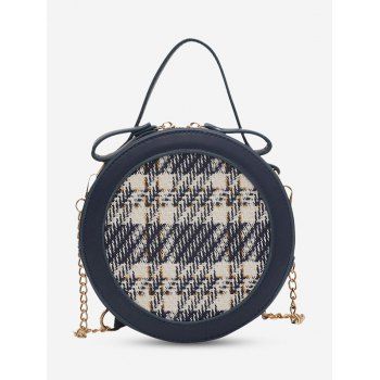 

Round Tweed Spliced Chain Crossbody Bag, Deep blue