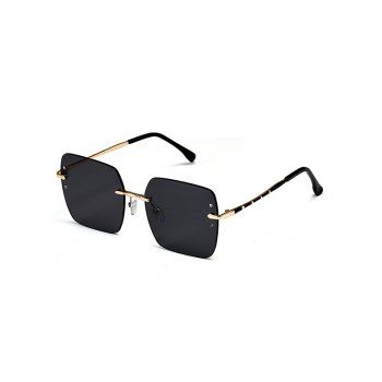 

Metal Rimless Square Sunglasses, Black