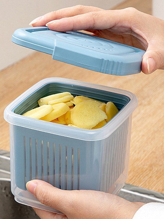 Boîte de Rangement de Vêtements Tricotées Niveau Cheville Transparentes à Deux Couches - Bleu Lierre 