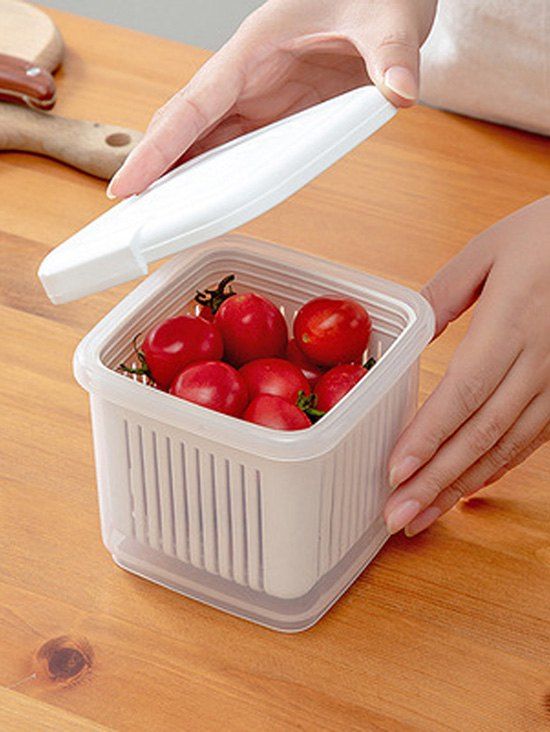 Transparent Double Layer Draining Separated Refrigerator Storage Box - WHITE 