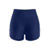 Tummy Control Swimsuit Bottom High Waisted Swim Bottom Solid Color Crisscross Cut Out Boyshort Summer Swimwear Bottom - DEEP BLUE XXXL