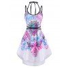Robe d'Eté Haute Basse Ombrée à Imprimé Fleur et Papillon Style Bohémien - multicolor XL