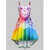 Robe D'été Mi-longue Haute-Bas Imprimée Grande Taille - multicolor 5X