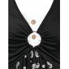 Plus Size Paisley Print O Ring Irregular Dress - BLACK 2X