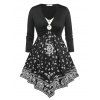Robe Irrégulière à Imprimé Cachemire Anneau en O de Grande Taille - Noir 5X