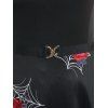 Plus Size Rose Spider Web Print Halloween Dress - BLACK L