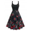 Robe D'Halloween à Imprimé Rose et Toile D'Araignée de Grande Taille - Noir 4X