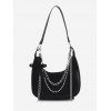 Sac à Bandoulière à Double Chaîne avec Pendentif - Noir 