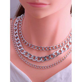 

Triple Layer Chunky Chain Necklace, Silver
