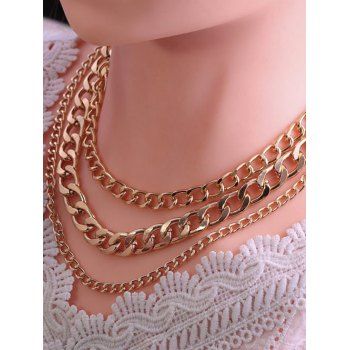 

Triple Layer Chunky Chain Necklace, Golden