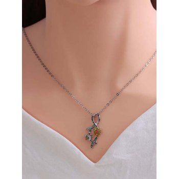 

Rhinestone Embellished Sunflower Bee Pendant Necklace, Multicolor a