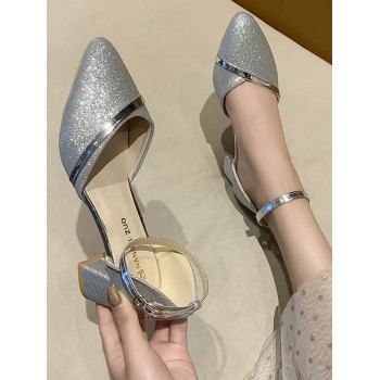 

Glitter Pointed Toe Ankle Strap Sandals, Silver