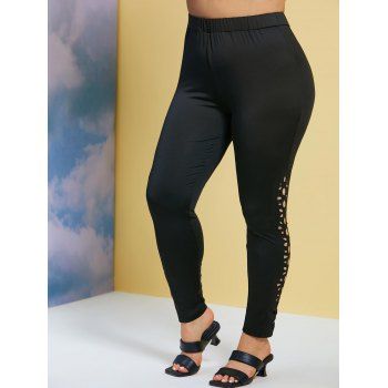 

Plus Size Laser Cut Out Leggings, Black