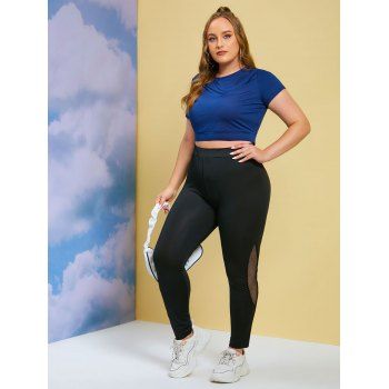 Net Panel Solid Plus Size Leggings