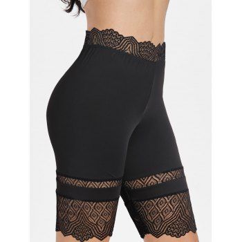 

Lace Insert High Waisted Skinny Leggings, Black