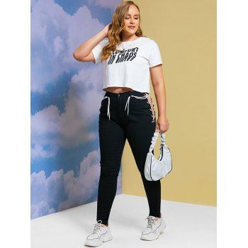 Lace Up Side Plus Size Skinny Pants