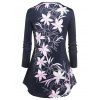 Plus Size Floral Print Tunic Swing Tee - DEEP BLUE 2X