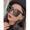 Square Frame Stud Detail Sunglasses - BLACK 
