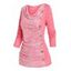 T-shirt Asymétrique en Dentelle avec Boutons à Volants - Rose clair XXL