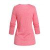 Ruched Lace Buttons Asymmetrical T Shirt - LIGHT PINK XXXL