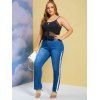 Side Buttoned Tape Plus Size Skinny Jeans - BLUE XL