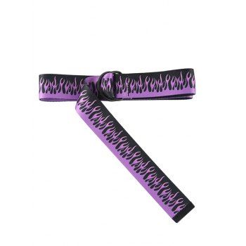 

Double Ring Flame Print Canvas Belt, Heliotrope purple
