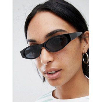 

Slim Eye Frame Wide Temple Sunglasses, Black