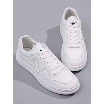 

Mesh Insert Letter Lace Up Sneakers, White