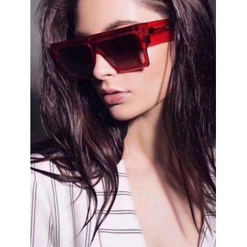 

Oversize Square Frame Wide Temple Sunglasses, Red