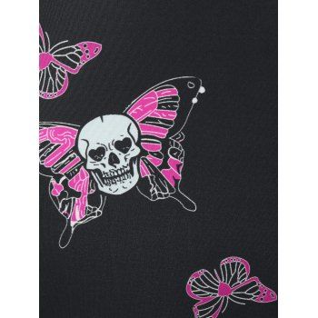 Plus Size Skull Butterfly Print Halloween Dress