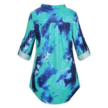 Plus Size Tie Dye Rolled Up Long Sleeve T-shirt