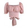 Chemisier de Laitière Noué Plissé Au Dos à Manches Bouffantes de Grande Taille - Rose clair 2XL