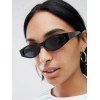 Slim Eye Frame Wide Temple Sunglasses - BLACK 