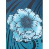 Plus Size Ombre Color Floral Print Asymmetric T-shirt - BLUE 5X