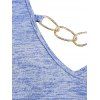 T-shirt Teinté Panneau en Dentelle Grande Taille avec Chaîne - Bleu 4X