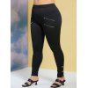 Pantalon Zippé de Grande Taille avec Multi-Boutons - Noir L