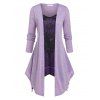 T-shirt Asymétrique à Imprimé Cachemire de Grande Taille Fausse Deux Pièces - Violet clair L