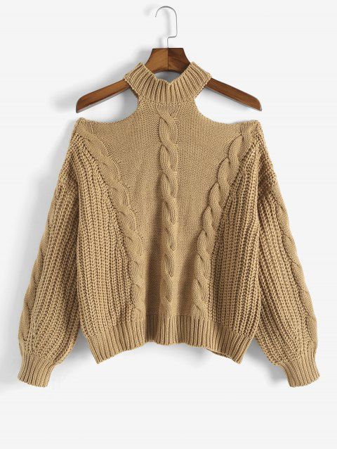 Chunky Cable Knit High Neck Sweater