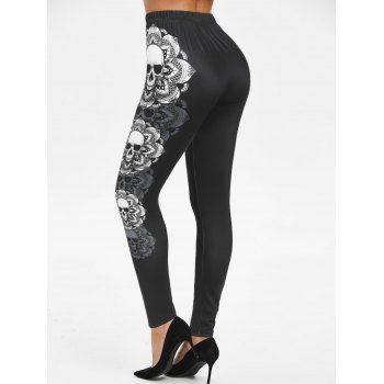 Gothic Skull Print Halloween Leggings