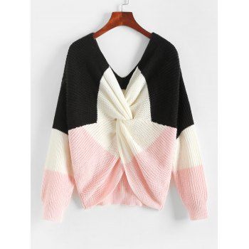 

Twist Color Blocking Knit Sweater, Multicolor