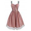 Polka Dot Mesh Overlay Corset Style Dress - LIGHT PINK S