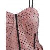 Polka Dot Mesh Overlay Corset Style Dress - LIGHT PINK S