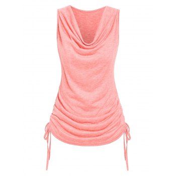 Cowl Neck Cinched Tank Top, Light pink