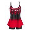Maillot de Bain Tankini à Imprimé Ombré sans Dos de Grande Taille - Rouge foncé 4X