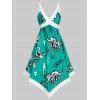 Robe Asymétrique à Imprimé Dinosaure à Taille Haute à Col V à Imprimé Dinosaure et Araignée - Vert clair L
