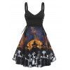 Robe D'Halloween Gothique Imprimée à Lacets - Noir XL