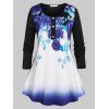 T-shirt en Couleur Ombrée Fleuri de Grande Taille - Noir 1X