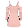 Corsage à Épaules Dénudées avec Lacets sur les Côtés - Rose clair XL
