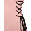 Side Lace Up Cold Shoulder Blouse - LIGHT PINK XXXL