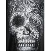 T-shirt D'Halloween Mouchoir à Imprimé Crâne à Epaule Dénudée de Grande Taille - Noir L